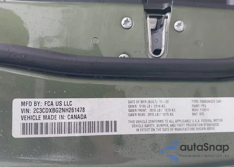 2022 Dodge Charger Sxt Rwd from USA, damaged, VIN 2C3CDXBG2NH261478